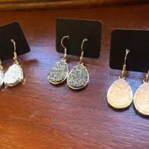 5/$25 Orange Druzy Silver Studs Earrings HOLIDAY EARRING SALE REDUCED SHIPPING! - Picture 11 of 15